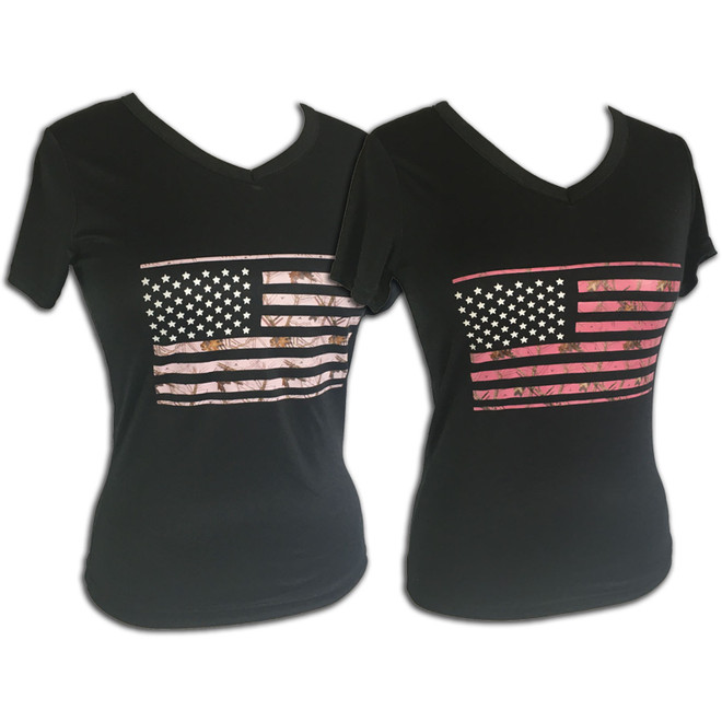 Apparel Con Women's Camo Flag V-Necks