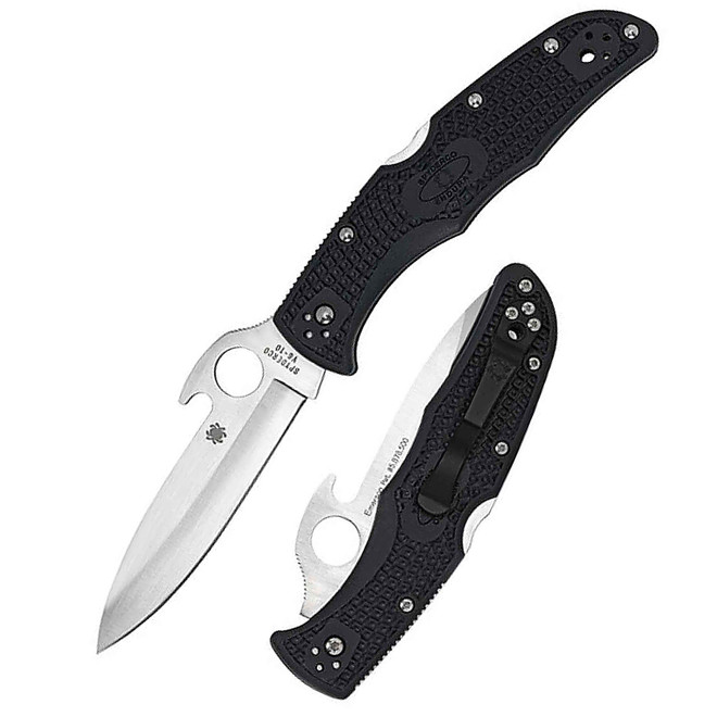 Spyderco C10PGYW Endura Knife Drop Point w/Gut Hook 3.8" Plain Straight