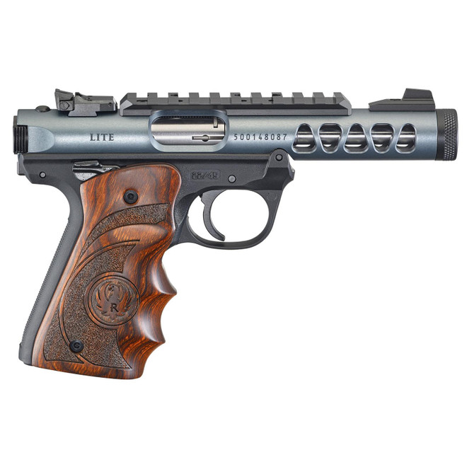 Ruger Mark IV Lite 22/45 22LR 4.4" Barrel Polymer Frame Diamond Gray Finish Wood Laminate Grips 10Rd Mag