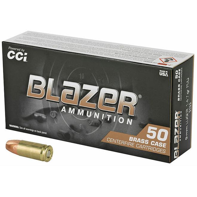 CCI 5203 Blazer Brass 9mm 147 GR FMJ 50 Rounds