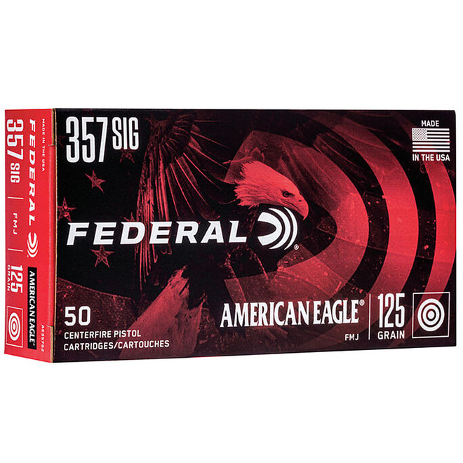 Federal AE357S2 American Eagle 357 Sig 125 GR Full Metal Jacket FMJ 50 Box