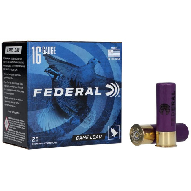 Federal H1608 GameShok Upland 16 Gauge 2.75 1 oz 8 Shot 25 Box
