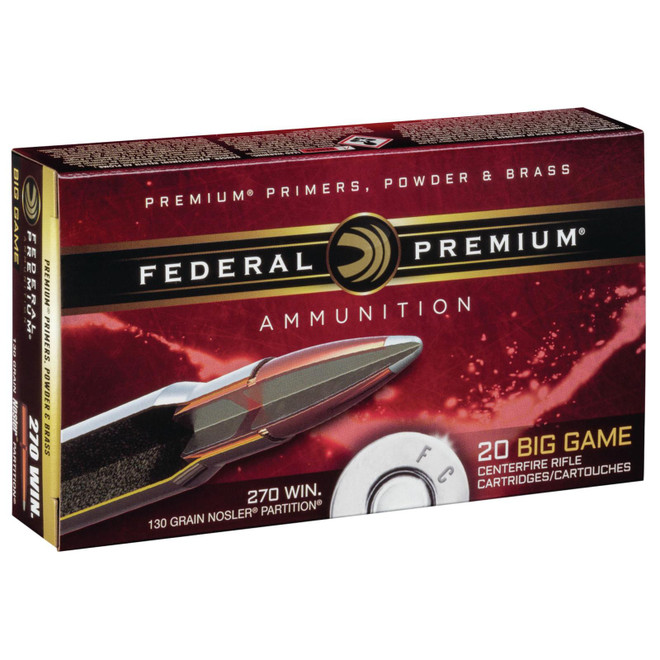 Federal P270P Premium 270 Winchester 130 GR Nosler Partition NP 20 Box