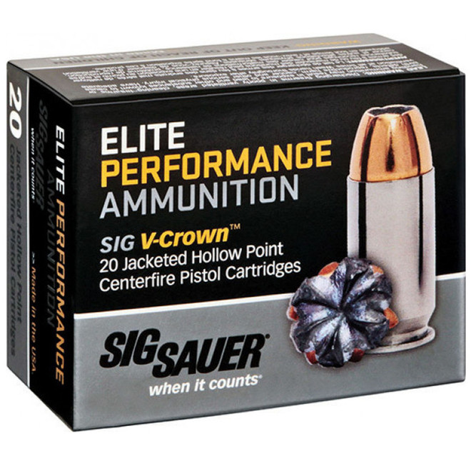 Sig Sauer E10MM120 Elite VCrown 10mm Auto 180 GR Jacketed Hollow Point JHP 20 Box