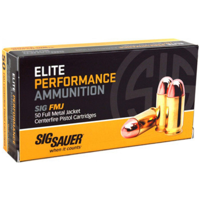 Sig Sauer E380B150 Elite Ball 380 ACP 100 GR Full Metal Jacket FMJ 50 Box