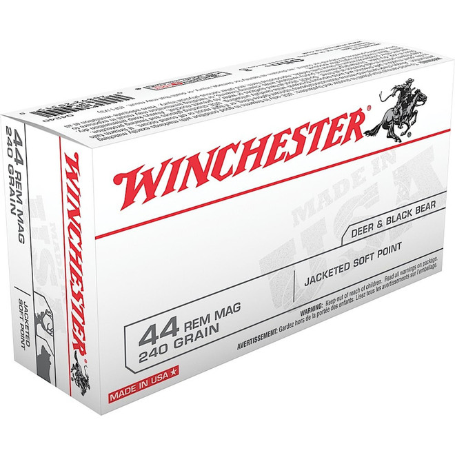 Winchester Ammo Q4240 USA 44 Rem Mag 240 GR Jacketed Soft Point JSP 50 Box
