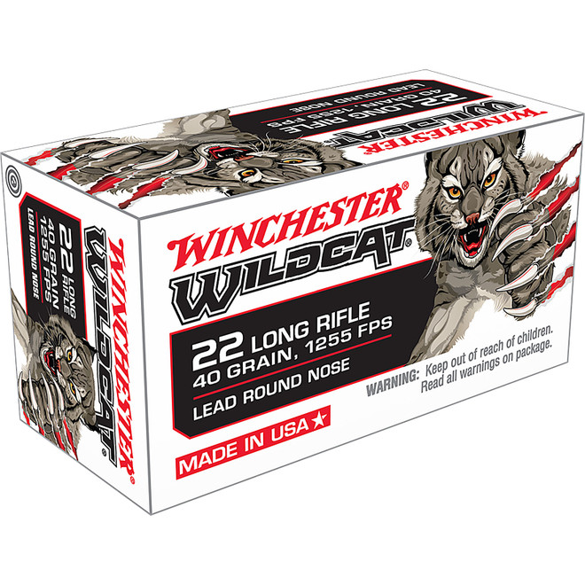 Winchester Ammo WW22LR USA Wildcat 22 22 LR 40 GR Lead Round Nose LDRN 50 Box