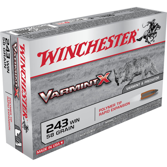 Winchester Ammo X243P Varmint X 243 Winchester 58 GR Polymer Tip 20 Box