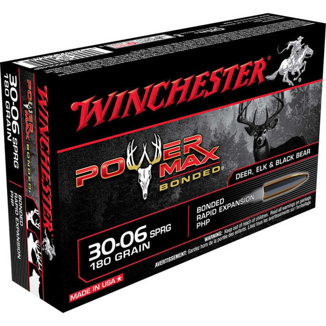 Winchester Ammo X30064BP Power Max Bonded 3006 Springfield 180 GR Protected Hollow Point 20 Box