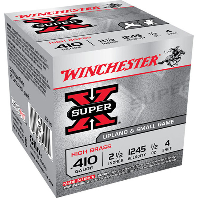 Winchester Ammo X414 SuperX High Brass 410 Gauge 2.5 12 oz 4 Shot 25 Box