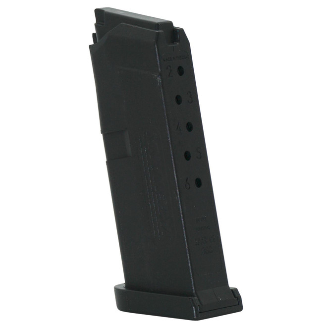 Jagemann Jag 42 Compatible with Glock G42 380 Automatic Colt Pistol (ACP) 6 Round Polymer Black Finish Magazine