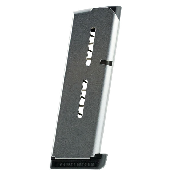 Wilson Combat 47OX 1911 Officer 45 Automatic Colt Pistol (ACP) 7 rd Stainless Steel Finish Standard Base Pad Magazine