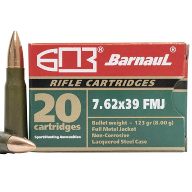 Barnaul Brown Bear AB762FMJ 7.62X39 123 GR FMJ 20 Rounds