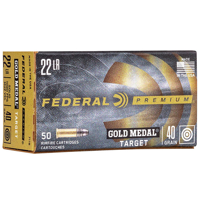 Federal 711B Premium Gold Medal Rimfire 22 LR 40 gr Lead Round Nose (LRN) 50 Bx/ 100 Cs