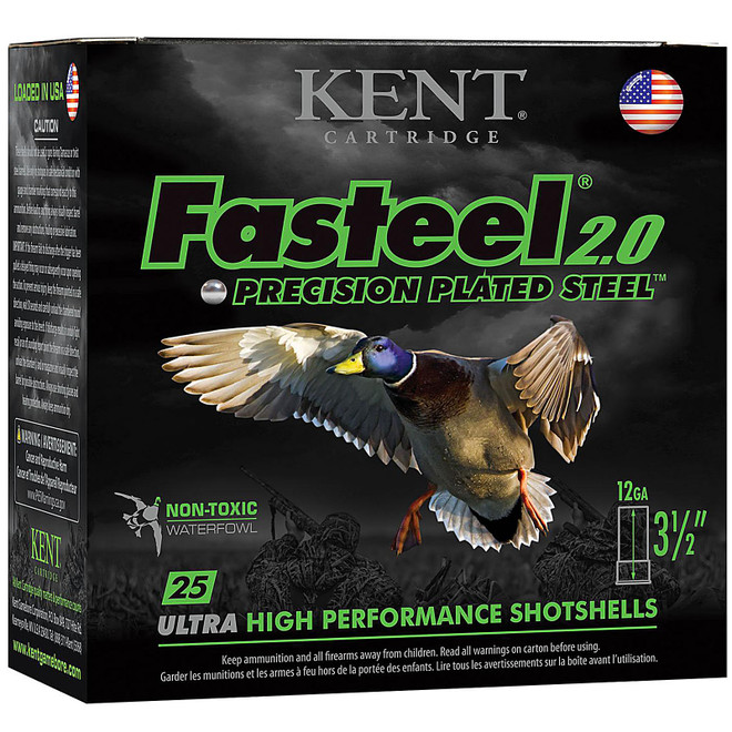 Kent Cartridge K1235FS422 Fasteel 2.0 12 Gauge 3.5" 1-1/2 oz 2 Shot 25 Bx/ 10 Cs