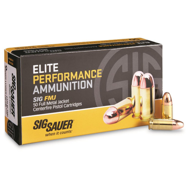 Sig Sauer E9MMB150 Elite Ball 9mm Luger 115 gr Full Metal Jacket (FMJ) 50 Bx/ 20 Cs