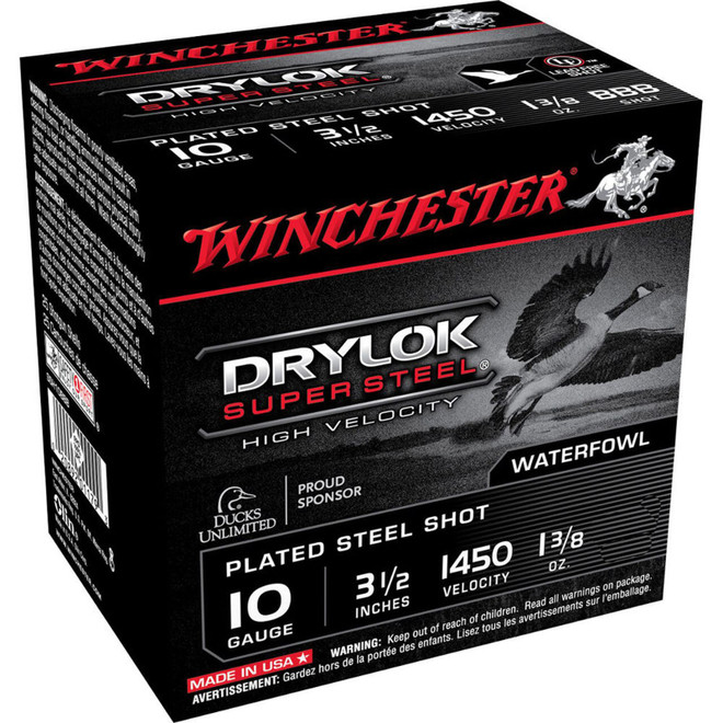 Winchester Ammo SSH102 Drylock Super Steel High Velocity 10 Gauge 3.5" 1 3/8 oz 2 Shot 25 Bx/ 10 Cs