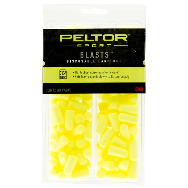 3M Peltor Blasts Disposable Earplugs 32 dB Yellow 80 Pair 97082