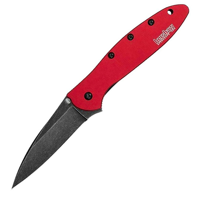 Kershaw 1660RDBW Leek Red Blackwash 3" 14c28N Steel Blade