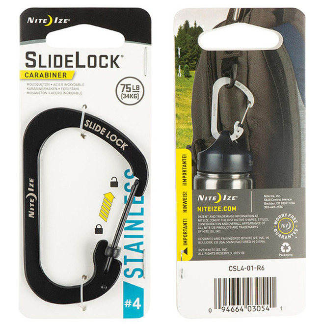 NITE IZE Slidelock Carabiner Stainless Steel #4 Black