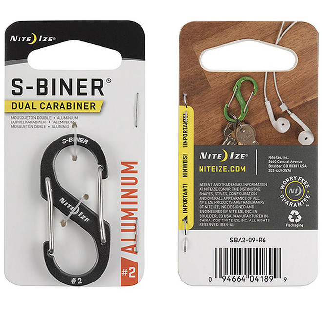 NITE IZE S-Biner Aluminum Dual Carabiner #2 Charcoal