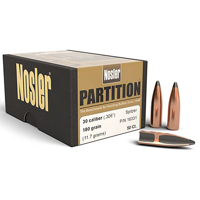 NOSLER 25396 30CAL 180GR PPT PARTITION 50 CT.
