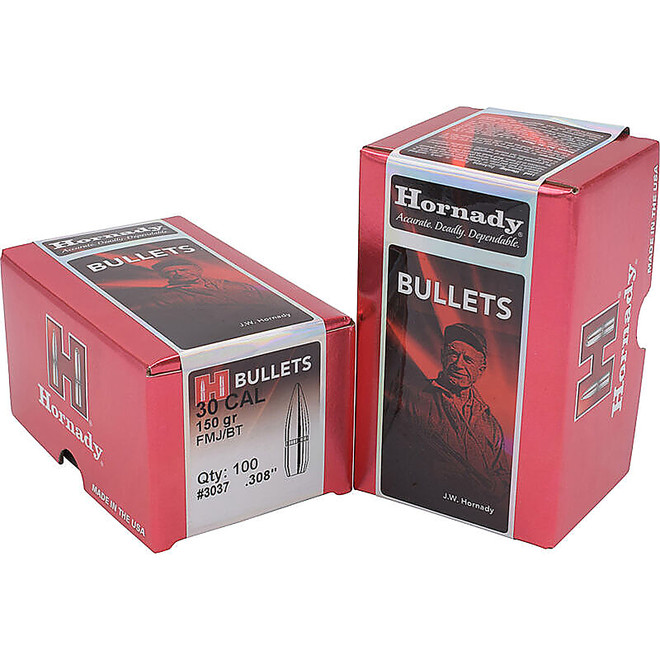 HORNADY 3037 30 CAL .308 150 GR FMJ-BT 100 CT.