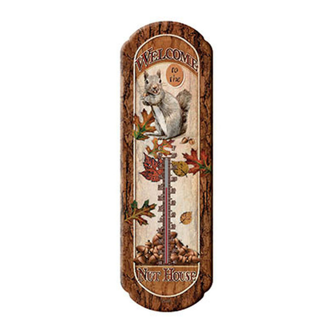Rivers Edge Welcome to the Nut House Tin Thermometer