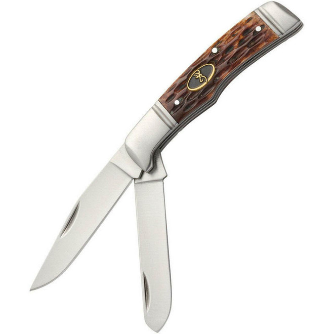 Browning Joint Venture Trapper Bone Brown Dual Blade Folding Pocket Knife