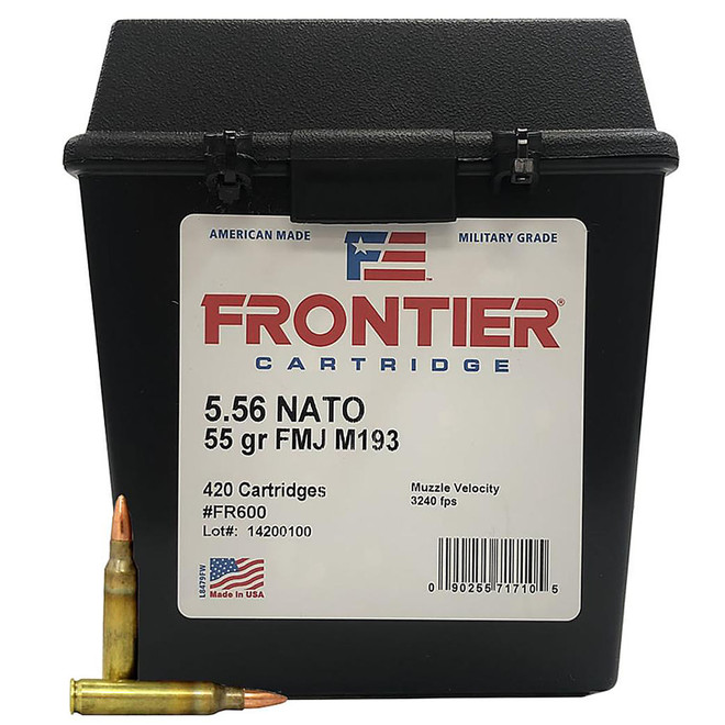 Hornady 5.56 NATO 55GR FMJ Frontier 420 Rounds in Plastic Ammo Can