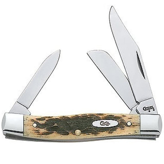 Case Stockman Folding Knife Clip, Sheepfoot and Pen Amber Bone Handle