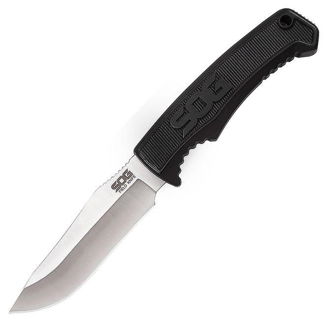 SOG Field Knife FB Knife 4" Clip Point 7CR17MOV SS Blade TPR Handle Black