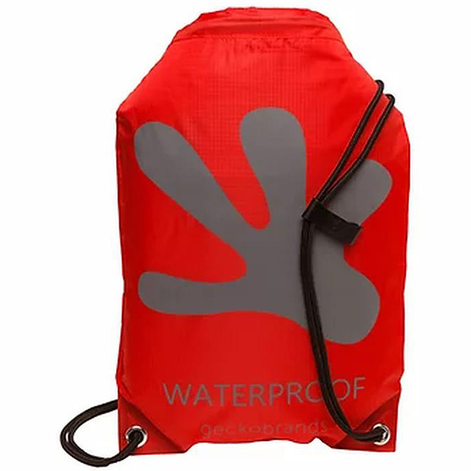 Drawstring Waterproof Backpack - Red/Grey