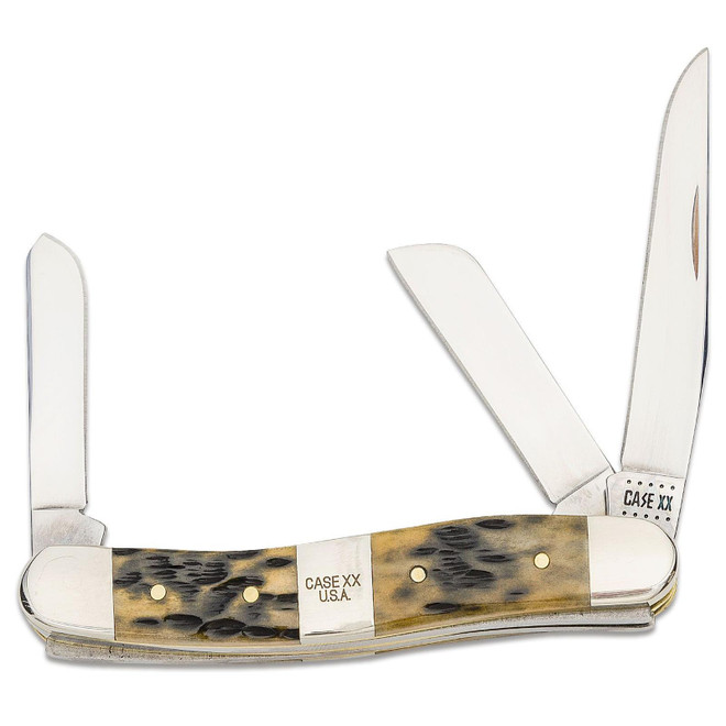 Case Peach Seed Jig Olive Green Bone Handle Stockman 3.625" Closed 21512