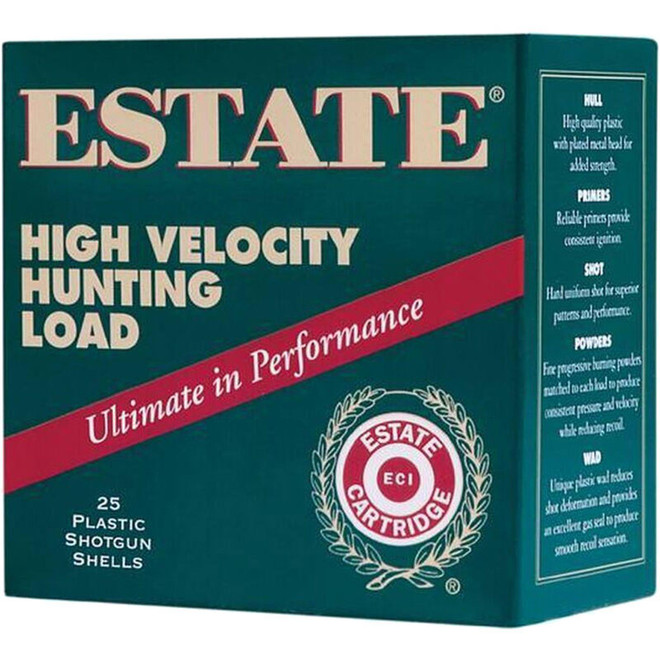Estate Cartridge High Velocity Hunting Load 28 GA 2-3/4" Shell #6 Lead Shot 3/4oz 25 Rounds