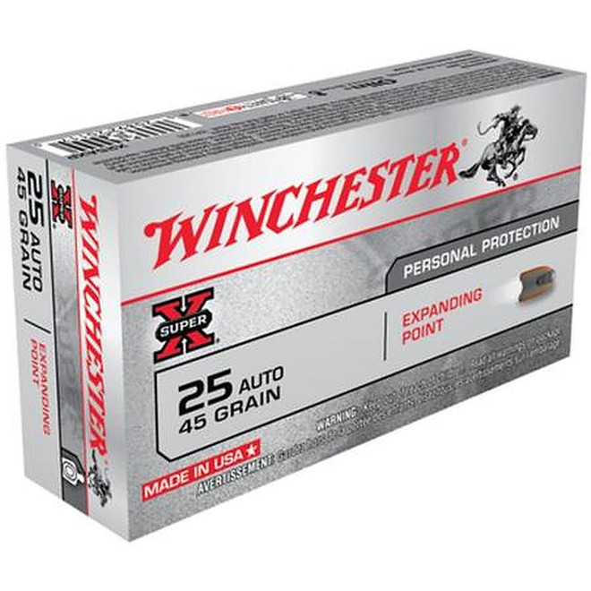 Winchester Super X 25 ACP Expanding Point 45gr, 50 Rounds