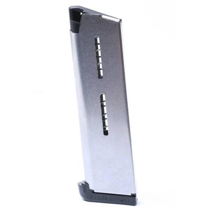 Wilson Combat 1911 Government/Commander Full Size 8 Round Magazine .45 ACP Lo-Profile Steel Base Pad Stainless Steel Natural Finish