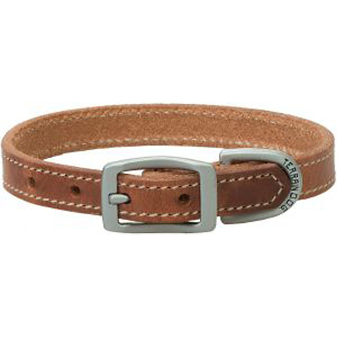 Straight Collar Leather - Russett, 3/4" x 17"