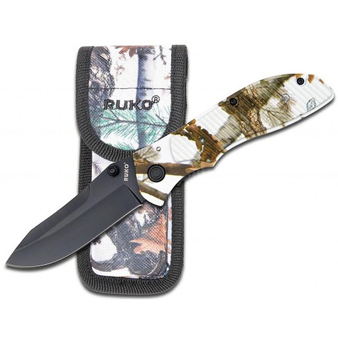 Ruko Drop Point Folding Knife in the Woodlands TUNDRA Pattern, RUK0106TND