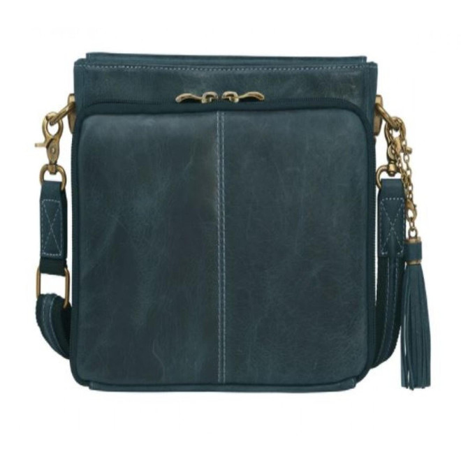 Gun Toten Mamas Distressed Water Buffalo Leather Cross Body Clutch - Indigo