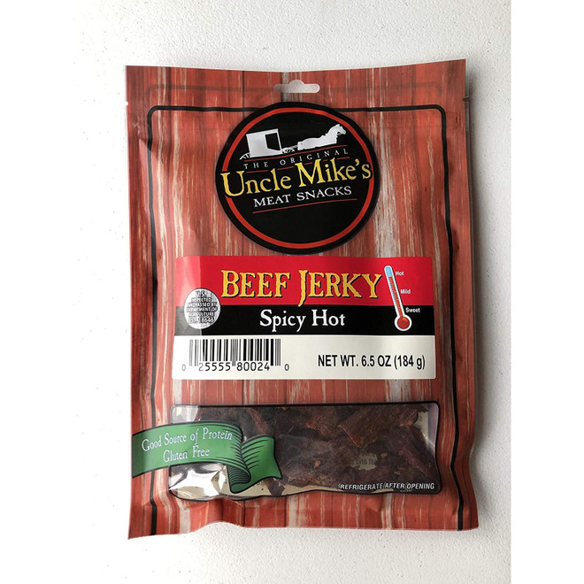 Uncle Mike's Premium Beef Jerky Spicy Hot 6.5 oz Premium Amish Made Low Fat Meat Snack