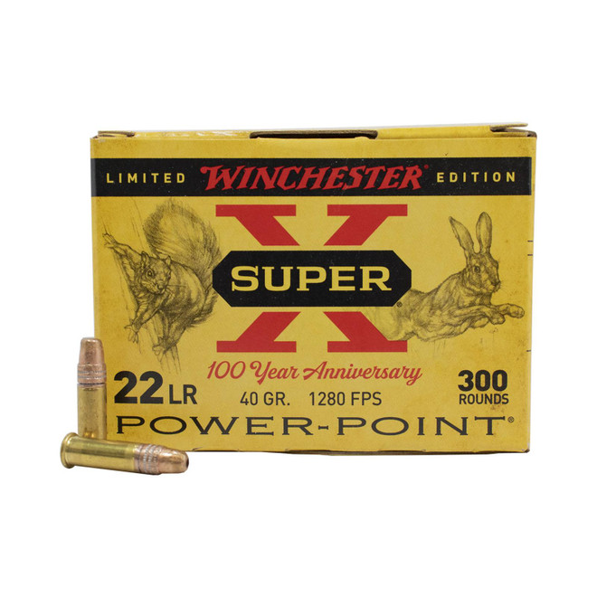 Winchester 22LR 40 gr HP Power Point Super X 100 Year Anniversary Limited Edition 300/Box