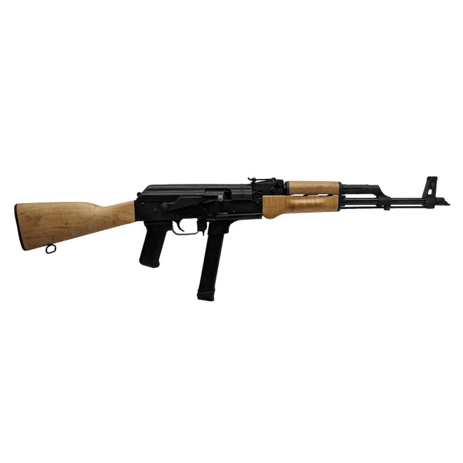 Century WASR-M AK Style Rifle, 9mm, 16.25" Barrel, Black, Wood Stock, 33Rd, Includes 1 Magazine