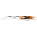 Case 00128 Stockman Medium 2.92"/2.15"/1.90" Folding Clip/Sheepsfoot/Spey Plain Mirror Polished Tru-Sharp SS Blade/Peach Seed Jigged Amber Bone Handle
