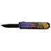 Xcaliber Knife Company Don't Tread on Me Small 2.75" OTF Drop Point Plain Black 440C SS Blade, 4.15" US Flag Aluminum Handle