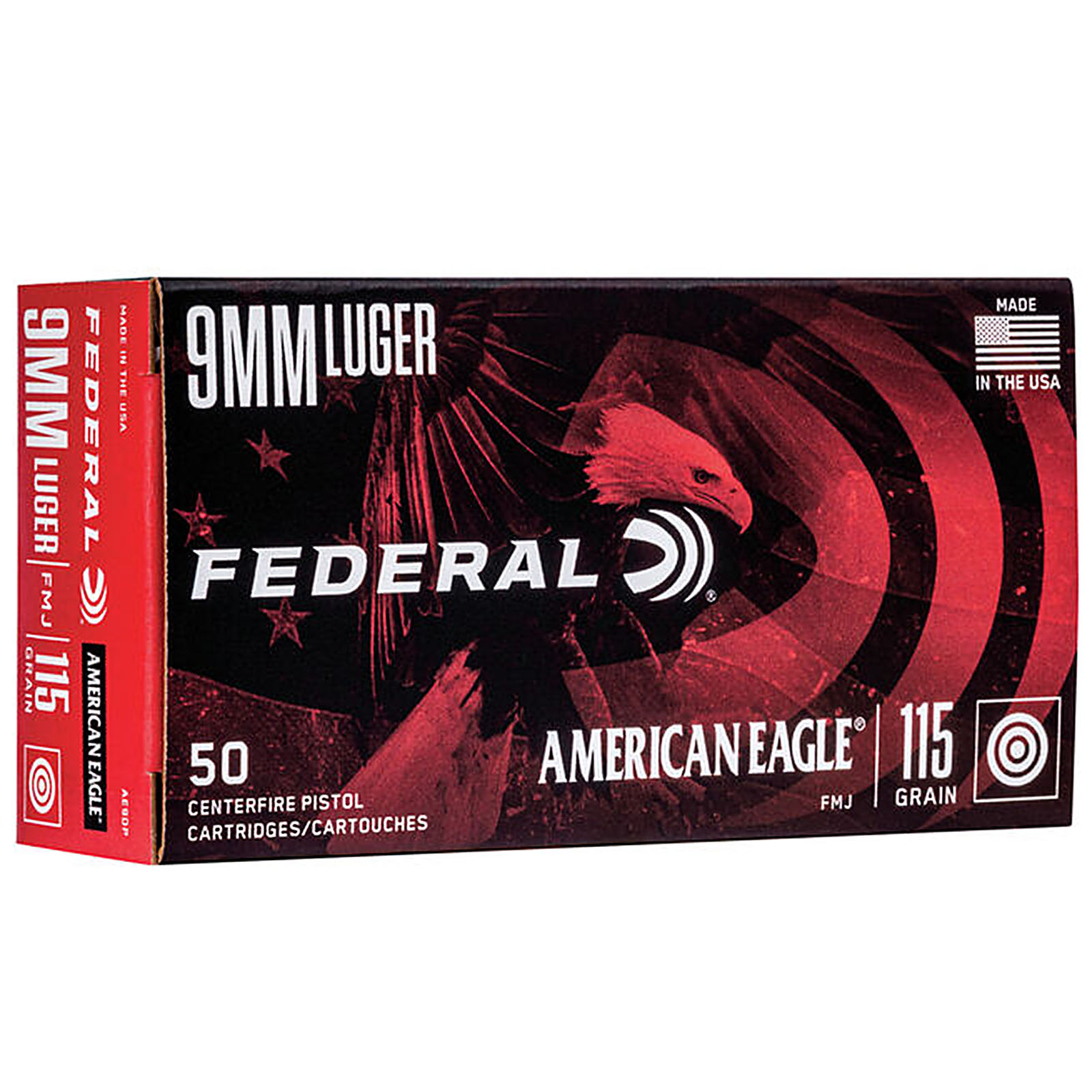 Federal AE9DP American Eagle 9mm 115 GR FMJ 50 Rounds - Fin