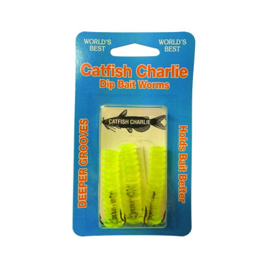 Catfish Charlie DBG-3-07 Dip Bait Worm Cht 3 Per Pack Chartreuse - Fin ...