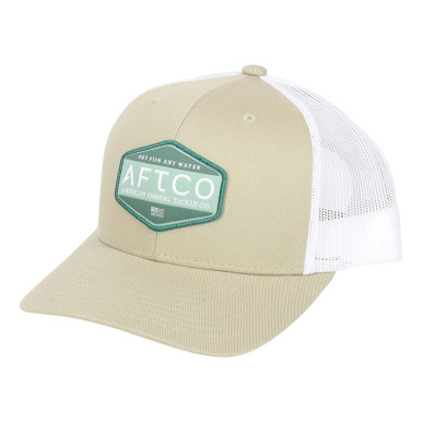 AFTCO Transfer Trucker Hat Khaki - Fin Feather Fur Outfitters