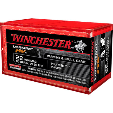 Winchester .22 WMR 30gr V-MAX Brass – 50rd