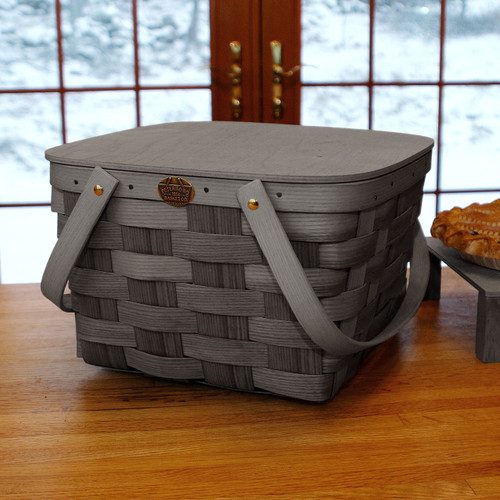 Pie Basket | Peterboro Two-Pie Basket with Solid Lid and Tray